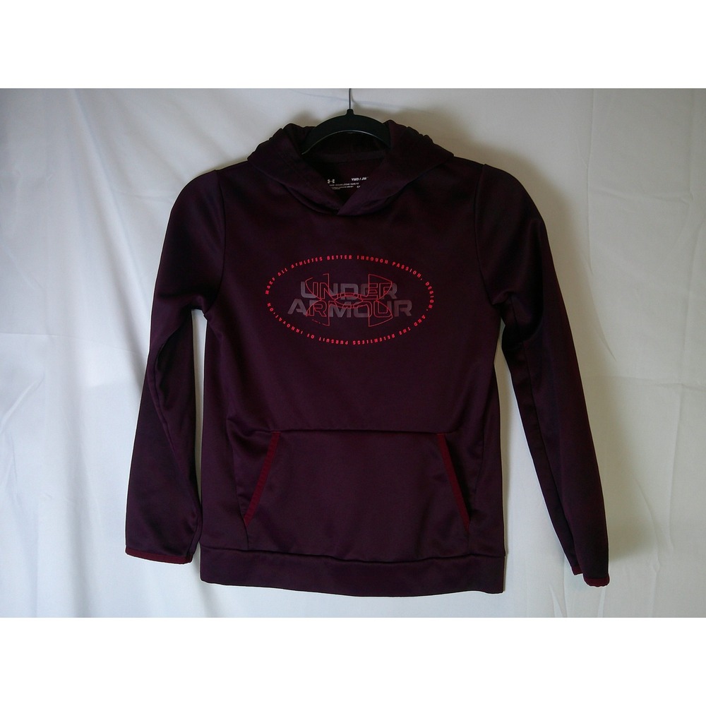 Under Armour Kids Maroon ColdGear Pullover Hoodie Sweatshirt YMD Medium Loose